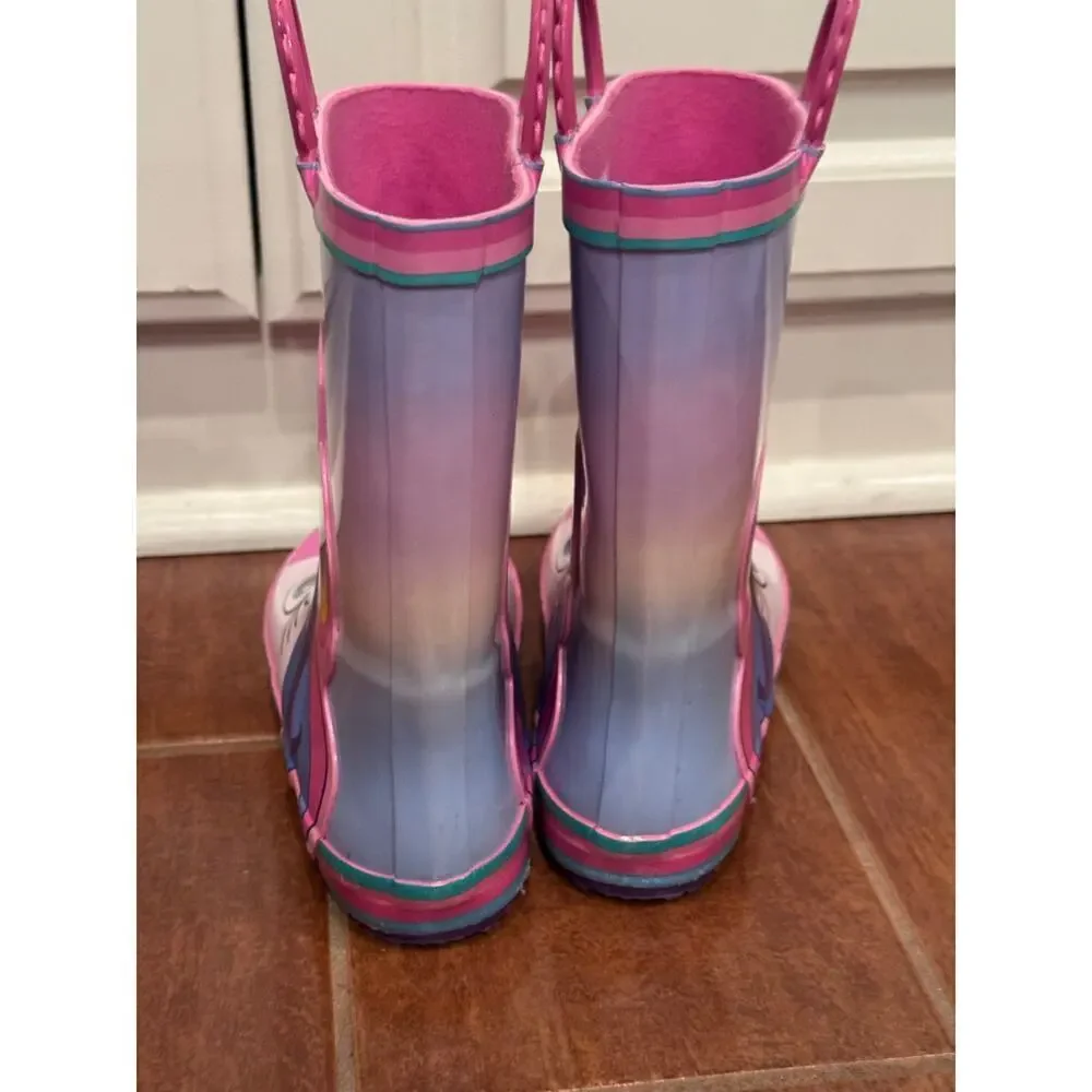 Members Mark Unicorn Rain Boots Waterproof Rubber Boots Toddler Girls Sz 13/1